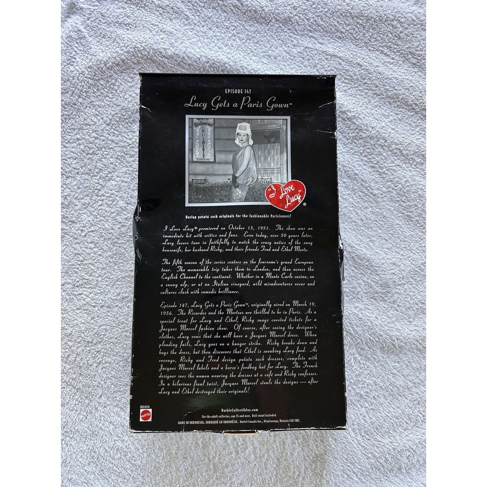 I Love Lucy Barbie Doll Mattel Lucy Gets a Paris Gown Episode 147 In Box 2002 - Picture 2 of 2